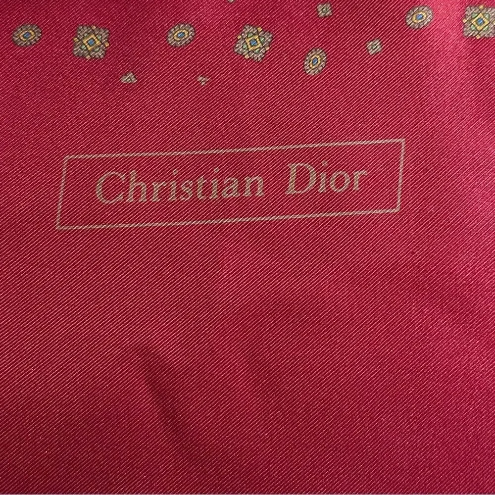 Vintage Christian Dior Reversible Silk and Wool Dark Red Printed Scarf 55” x 9”